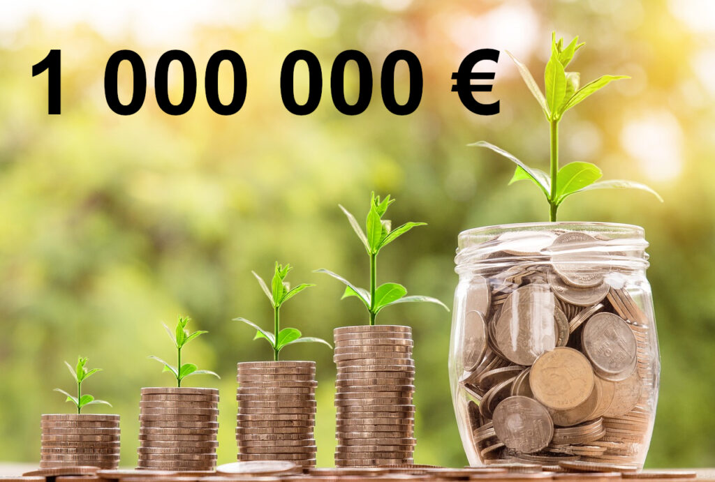 Montre un graphique financier expliquant combien rapporte 1 million d'euros placé