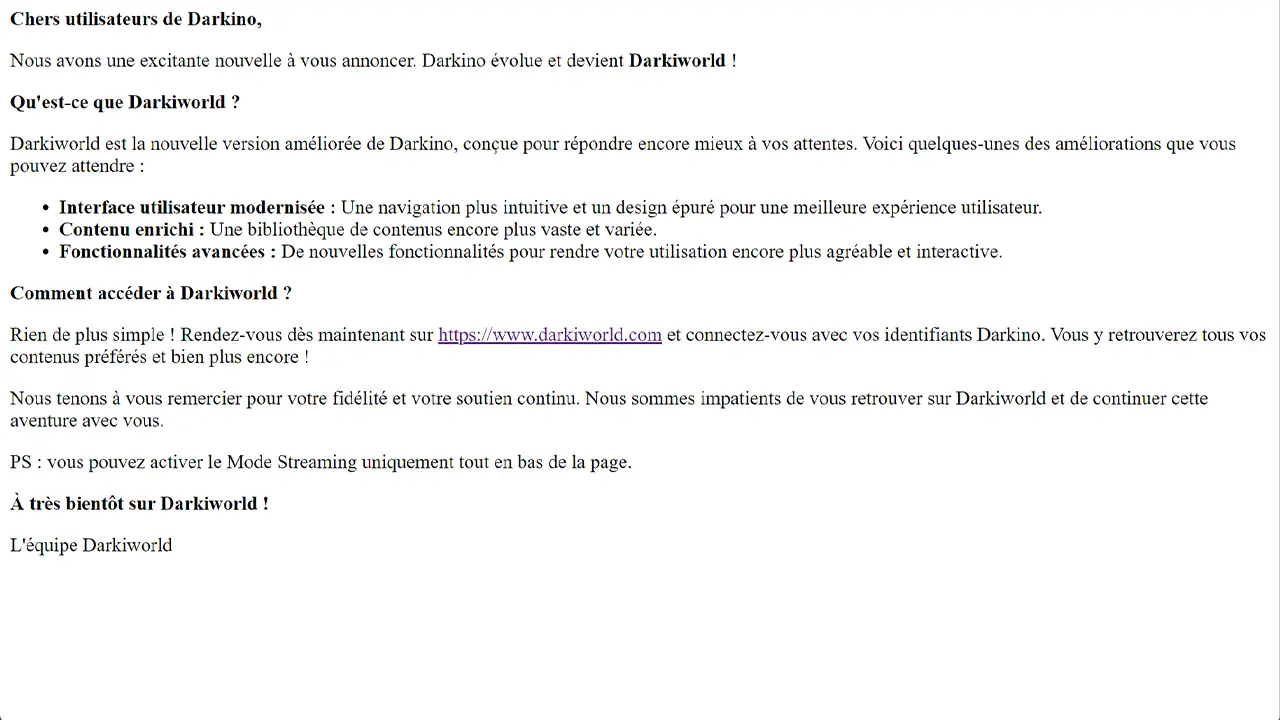 Darkino devient Darkiworld : découverte de la nouvelle adresse du site en 2024